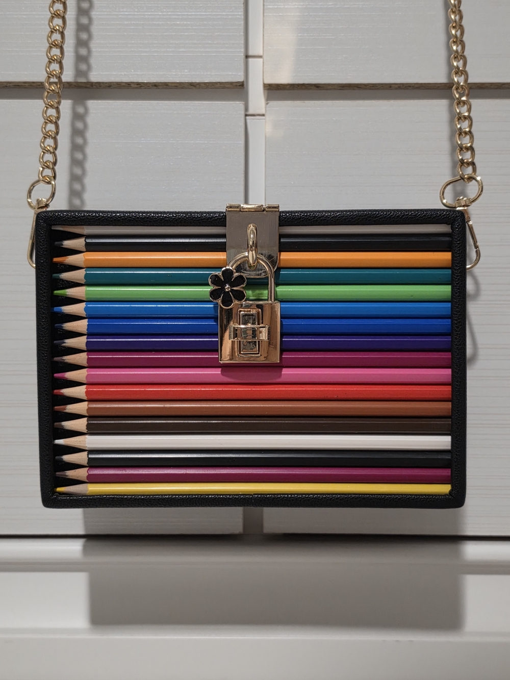 Colorful Pencil Crossbody Bag with Gold Hardware
